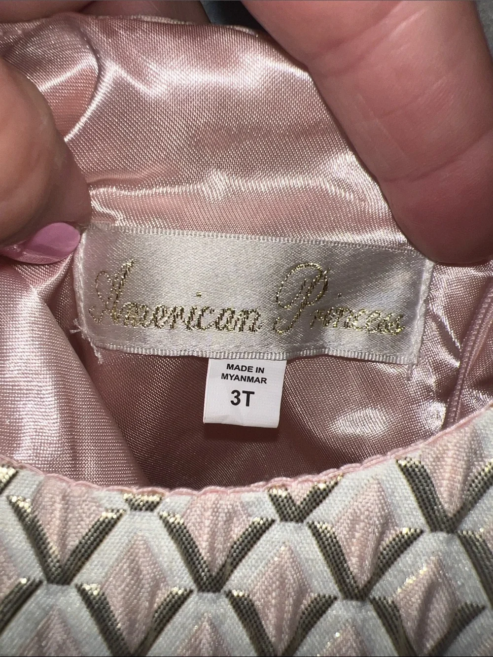 American Princess Flower Girl Dress  Blush Pink & Gold